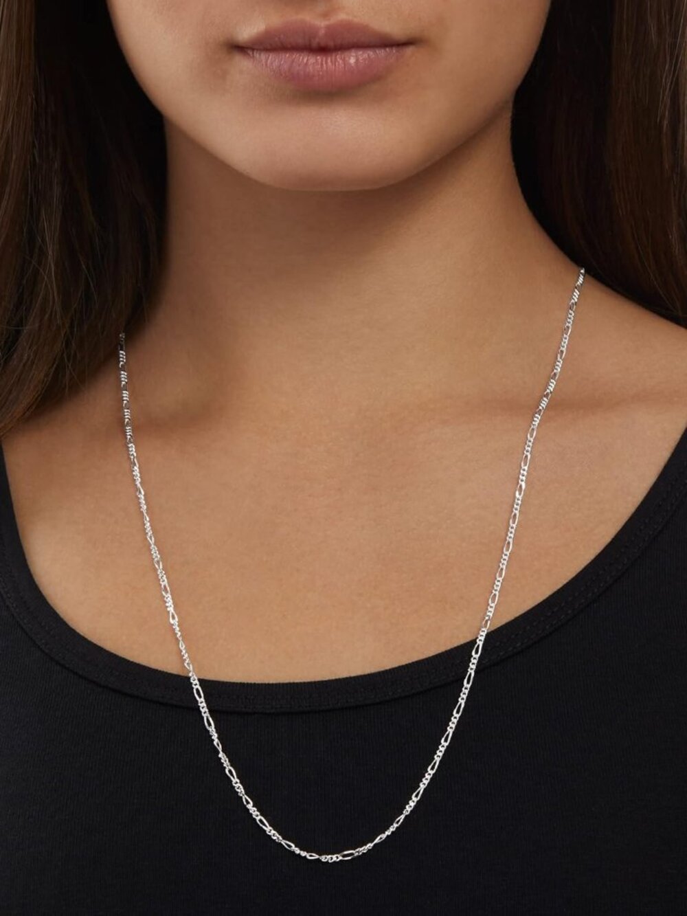14k Gold or Sterling Silver Plated Figaro Chain Necklace - Picture 2 of 5